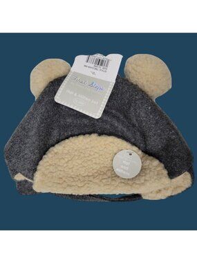 NWT Wool Winter Hat & Mitten Set, 12-24 mo NEW Baby Toddler Gray Cream Lining